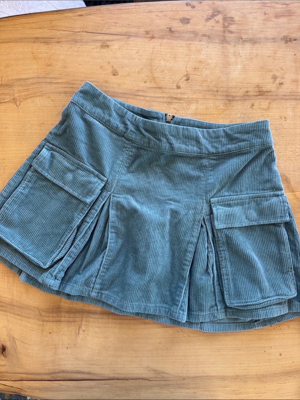 wild fable Teal Corduroy Pleated Skirt with Cargo Pockets and Zip Closure Small